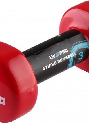 Гантель вінілова livepro studio dumbbell червона 3кг lp8076-3 ( 1шт)