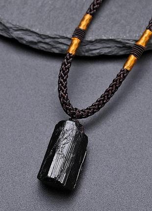 Чоловічий чорний ланцюжок на шию з каменем