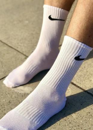 Носки nike высокие спортивные носки найк белые тренировочные с логотипом