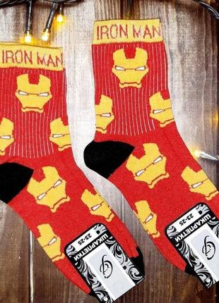 Модні червоні високі шкарпетки з принтом залізна людина — шкарпетки прикол