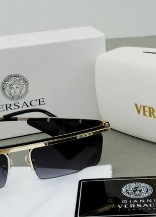 Очки в стиле versace женские солнцезащитные узкие черные