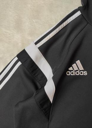 Чорна сіра чоловіча спортивна кофта з капюшоном худі анорак із білими смужками лампасами adidas6 фото