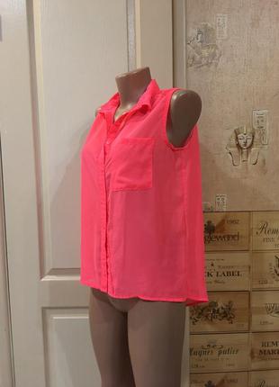 Блуза свободная цвет розовый кислотный3 фото
