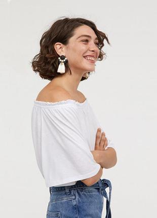 Оригинальный топ с открытыми плечами от бренда h&m 0615054001разм. s, m2 фото