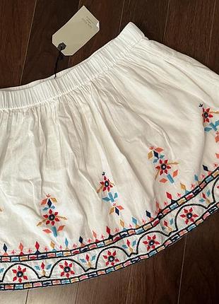 Коттоновая юбка с шитьем zara, р. 152