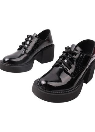 Туфли женские erisses черные натуральная лаковая кожа, 34