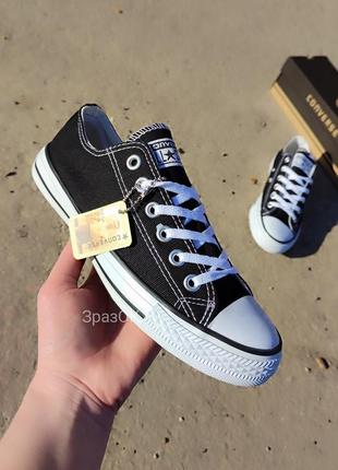 Converse all star черно-белые кеды кроссовки мокасины черные конверсы2 фото