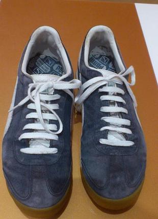 Кроссовки замшевые мужские синие кросівки замшеві чоловічі сині puma roma suede navy р44🇨🇳