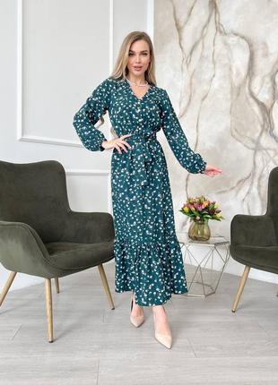Длинное платье в принт с разрезом сбоку на юбке2 фото