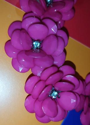 ❤️ шикарное розовое на шею колье ожерелье цепь цепочка бижутерия камни бусины бусы цветы цветочки3 фото