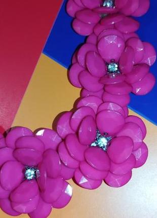 ❤️ шикарное розовое на шею колье ожерелье цепь цепочка бижутерия камни бусины бусы цветы цветочки4 фото