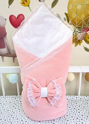 Красивый велюровый конверт с кружевом