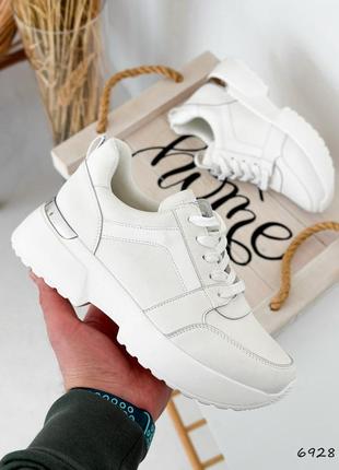 Кроссовки женские miano белые, натуральная кожа/ лак