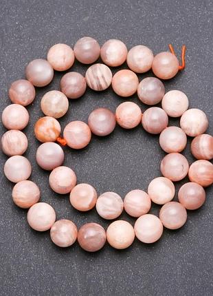 Намистины на нити из натурального камня селенит гладкий шарик d-10(+-)мм l-38см