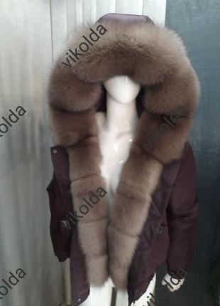 Жіноча зимова куртка бомбер з хутром песця з 44 по 582 фото