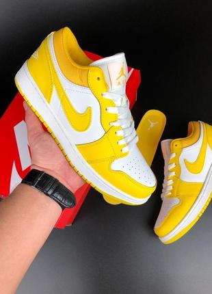 Жіночі кросівки nike air jordan 1 low  жовті з білим4 фото