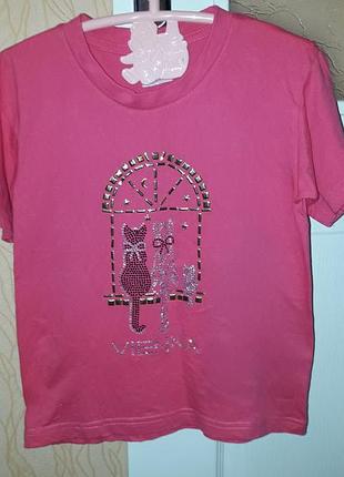 Футболка со стразами девочке 5-6 лет