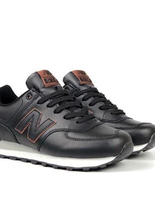 Мужские кроссовки new balance 574  черные с коричневым