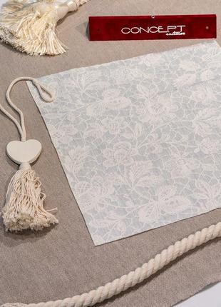 Тканина для штор блакитна з білими жакардовим квітами