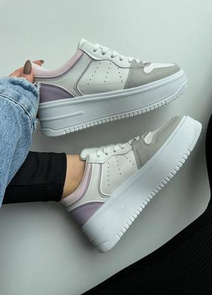 Кеды женские на платформе эко кожа весенние летние белые серые кроссовки