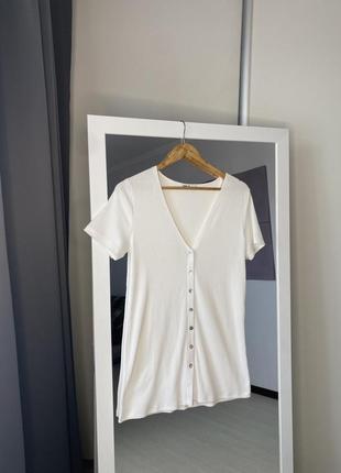 Подовжена футболка плаття з щільної тканини в рубчик zara