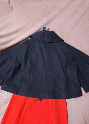 Пальто кейп oasis шерсть wool viscose темно серо-синего цвета размер 124 фото