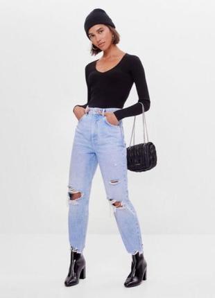 Джинси yırtık detaylı mom fit jean bershka4 фото