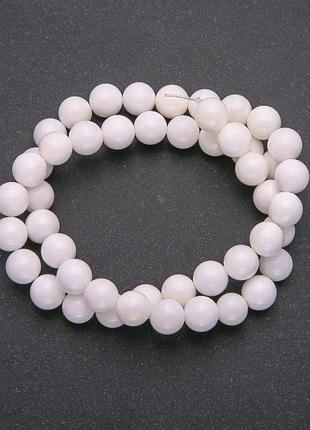 Намистини з натурального каменю перламутр баламут гладкий кулька d-8(+-)мм нитка l-38+-см