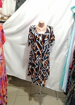 Легка літня сукня з натуральної тканини бавовна фасон розлітайка тканина, що струмує по тілу, холод