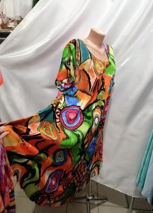 Легка літня сукня з натуральної тканини бавовна фасон розлітайка тканина, що струмує по тілу, холод2 фото
