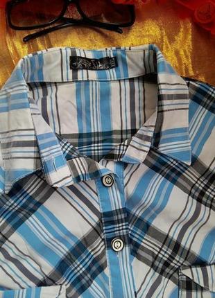 Річна стрейчева сорочка блуза в клітку смужку xxxl3 фото