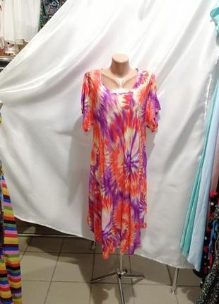 Легка літня сукня з натуральної тканини бавовна фасон розлітайка тканина, що струмує по тілу, холод1 фото