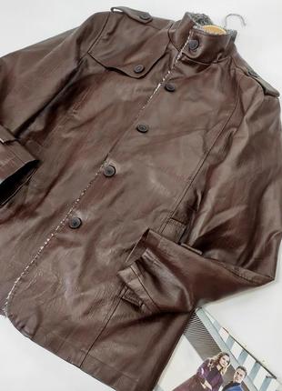 Куртка мужская под кожу прямого кроя коричневая xl3 фото