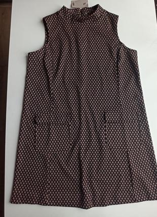 Трикотажное платье / сарафан миди с накладными карманами.3 фото