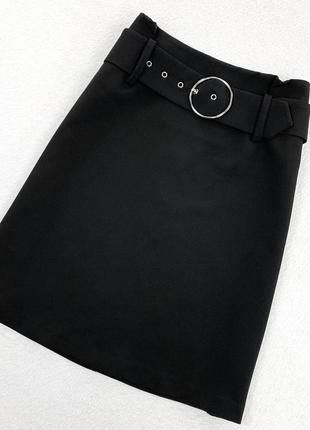 Черная юбка с поясом3 фото