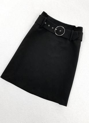 Черная юбка с поясом1 фото