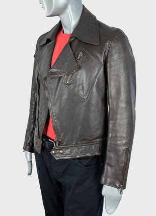 Винтажная итальянская люксовая дизайнерская кожаная куртка косуха 1990х2 фото