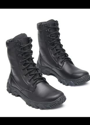 Тактичні шкіряні демісезонні чорні берці, берци розміри 36-46, військове весняне взуття, обувь тактическая демисезонная размеры 36-46