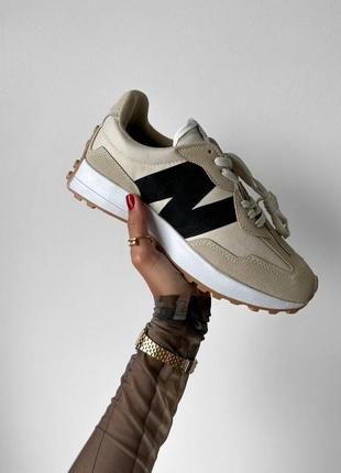 Кросівки new balance nb 327 beige/black (logo beige)2 фото