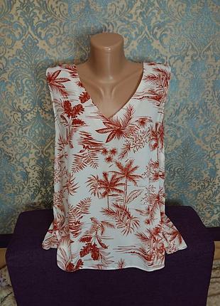 Женская красивая блуза в пальмы р.46/48/50 блузка блузочка майка