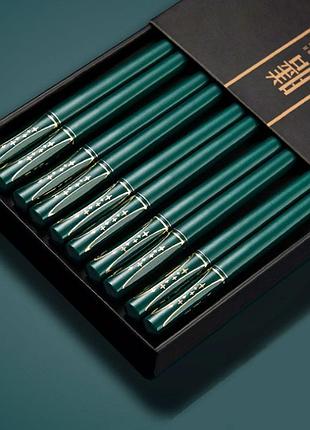 Палочки для еды "u.semo" набор 10 пар зеленые звезды пластик