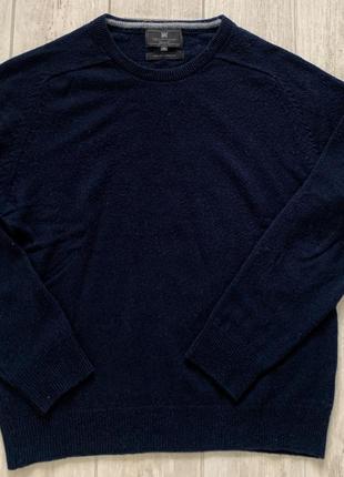 Чоловічий светр кофта пуловер вовна wool синій m&amp;s m 48 50