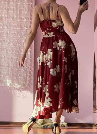 Асиметрична сукня міді, декольте, на запах, кльошна, сексі, плаття довге2 фото