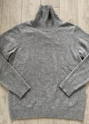 Мужской свитер с горлом водолазка шерсть wool серый uniqlo l 48 50