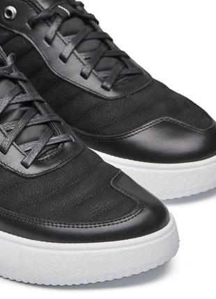 Стильные мужские кроссовки черные на белой подошве из натурального нубука и кожи, стильні молодіжні кросівки з натуральної шкіри8 фото