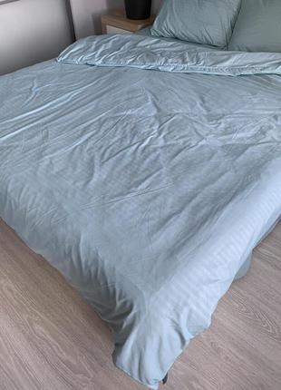 Комплект постельного белья из страйп бязи, светло-бирюзовый3 фото