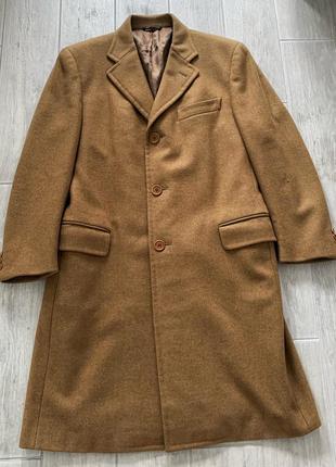 Мужское коричневое бежевое пальто кашемир шерсть wool canali m l 48 50