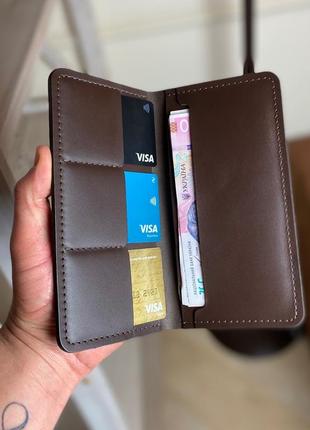 Мужской портмоне коричневый кошелек для денег купюр карточек3 фото