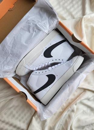 Nike blazer mid vintage женские кожаные кроссовки найк блейзер белого цвета