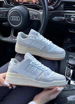 Adidas forum low white grey beige6 фото